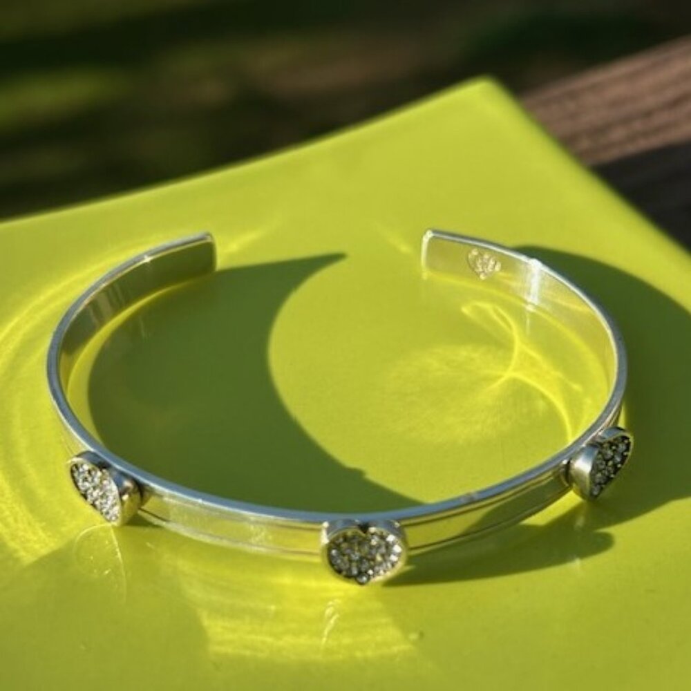 ❤️❤️BRIGHTON Chara Silver Heart Swarovski Crystal Cuff BRACELET - Picture 4 of 7